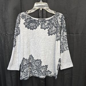 Women's Gray Lace Pattern Sweater
